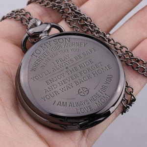 Engraved Pocket Watch - To My Son - Enjoy The Ride - Love Mom - Gwa16010