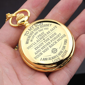 Engraved Pocket Watch - To My Son - Enjoy The Ride - Love Mom - Gwa16010