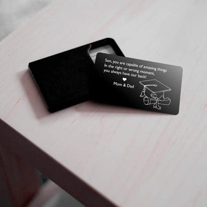 Engraved Wallet Card - Biker - To My Son - In The Right Or Wrong Moment, You Always Have Our Back! - Gca16001