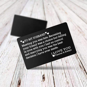 Engraved Wallet Card - To my husband I love you forever and always - Gca14001