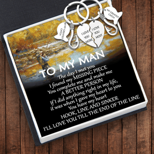 Fishing Heart Puzzle Keychains - Fishing - To My Man - I'll Love You Till The End Of The Life - Gkbn26004