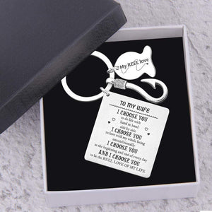 Fishing Hook Square Keychain - To My Wife - I Choose You At The Beginning And End Of Every Day - Gkeg15002