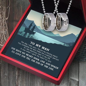 Fishing Ring Couple Necklaces - Fishing - To My Man - I Gave My Heart To You - Gndx26028