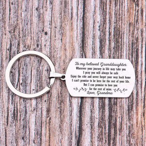 Gkn23003 - To My Beloved Granddaughter - Love, Grandma - Dog Tag Keychain