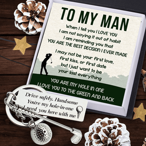 Golf Ball Racket Keychain - Golf - To My Man - I Love You To The Green And Back - Gkzs26002