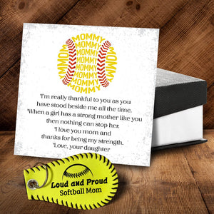 Handmade Leather Softball Keychain - Softball - To My Mommy - Thanks For Being My Strength - Gkqc19002