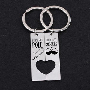 Heart Couple Keychains - I Like His Pole, I Like Her Bobbers - Gkh14016