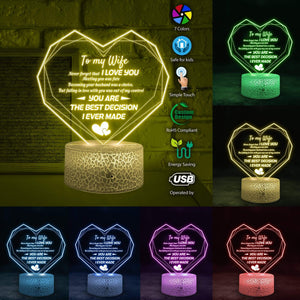 Heart Led Light - Family - To My Wife - You Are The Best Decision I Ever Made - Glca15006