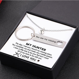 Heart Necklace & Keychain Gift Set - My Hunter - All Of My Lasts To Be With You - Gnc26013