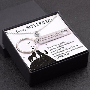 Heart Necklace & Keychain Gift Set - To My Boyfriend - No One Can Ever Replace - Gnc12006
