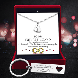 Heart Necklace & Keychain Gift Set - To My Future Husband, I Want All Of My Lasts To Be With You - Gnc24001