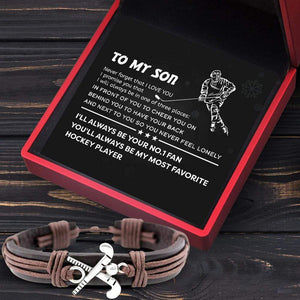 Hockey Leather Bracelet - Hockey - To My Son - I'll Always Be Your No.1 Fan - Gbzm16001
