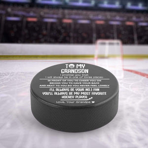 Hockey Puck - Hockey - To My Grandson - From Grandpa - My Most Favorite Hockey Player - Gai22005