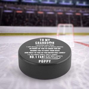 Hockey Puck - Hockey - To My Grandson - My Most Favorite Hockey Player - Gai22001