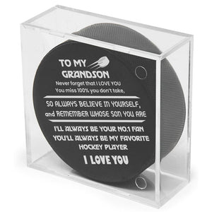 Hockey Puck - Hockey - To My Grandson - My Most Favorite Hockey Player - Gai22006