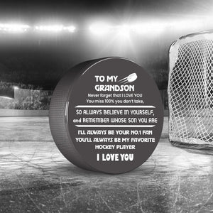 Hockey Puck - Hockey - To My Grandson - My Most Favorite Hockey Player - Gai22006