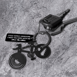 Jet Black Cycling Multi-tool Keychain - Cycling - To My Man - Life Is A Journey - Gkzo26002