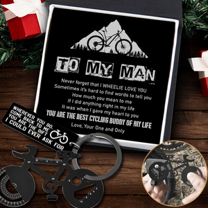 Jet Black Cycling Multi-tool Keychain - Cycling - To My Man - Never Forget That I Wheelie Love You - Gkzo26008