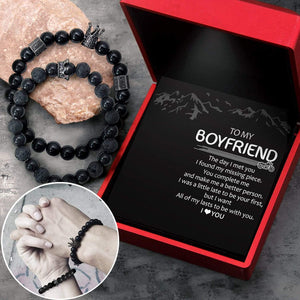 King & Queen Couple Bracelets - Biker - To My Boyfriend - I Love You - Gbae12002