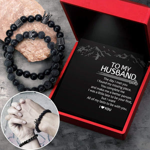 King & Queen Couple Bracelets - Biker - To My Husband - I Love You - Gbae14003