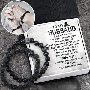 King & Queen Couple Bracelets - Biker - To My Husband - My Missing Piece - Gbae14002