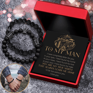 King & Queen Couple Bracelets - Hiking - To My Man - You Are My True North That Always Leads Me Home - Gbae26012