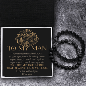 King & Queen Couple Bracelets - Hiking - To My Man - You Are My True North That Always Leads Me Home - Gbae26012