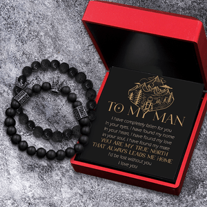 King & Queen Couple Bracelets - Hiking - To My Man - You Are My True North That Always Leads Me Home - Gbae26012