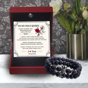 King & Queen Couple Bracelets - Skull - To My Only Queen - I Want To Make You Fall In Love With Me Every Single Day - Gbae13011