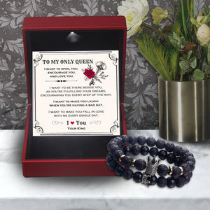 King & Queen Couple Bracelets - Skull - To My Only Queen - I Want To Make You Fall In Love With Me Every Single Day - Gbae13011