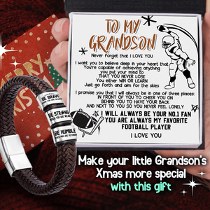 Leather Bracelet - American Football - To My Grandson - Never Forget That I Love You - Gbzl22031
