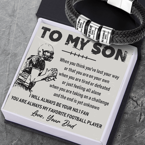 Leather Bracelet - American Football - To My Son - From Dad - I Will Always Be Your No.1 Fan - Gbzl16008