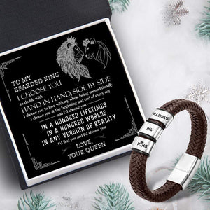 Leather Bracelet - Beard - To My Bearded King - I'd Choose You In A Hundred Lifetimes - Gbzl26004