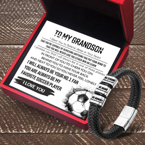 Leather Bracelet - Soccer - To My Grandson - I Love You - Gbzl22021