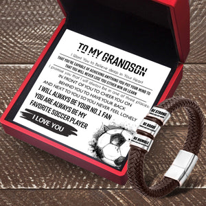 Leather Bracelet - Soccer - To My Grandson - I Love You - Gbzl22021