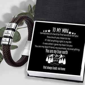 Leather Bracelet - Travel - To My Man - You Are My True North - Gbzl26052