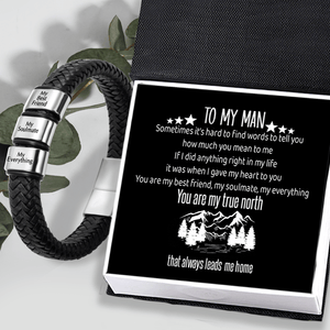 Leather Bracelet - Travel - To My Man - You Are My True North - Gbzl26052