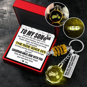 Led Light Scrambler Keychain - Biker - To My Son - I Love You - Gkwi16001