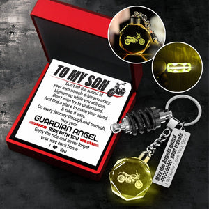 Led Light Scrambler Keychain - Biker - To My Son - I Love You - Gkwi16002