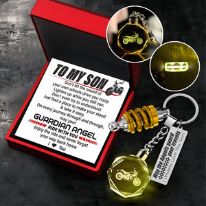 Led Light Scrambler Keychain - Biker - To My Son - I Love You - Gkwi16002