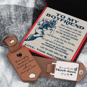 Message Leather Keychain - American Football - To My Boyfriend - You Are My Best Friend, My Soulmate, My Everything - Gkeq12002