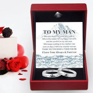 Mountain Sea Couple Promise Ring - Adjustable Size Ring - Family - To My Man - I Love You Always & Forever - Grlj26008
