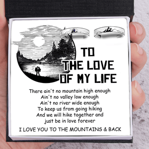 Mountain Sea Couple Promise Ring - Adjustable Size Ring - Hiking - To The Love Of My Life - I Love You To The Mountains & Back - Grlj12002