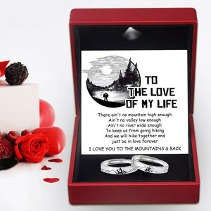 Mountain Sea Couple Promise Ring - Adjustable Size Ring - Hiking - To The Love Of My Life - I Love You To The Mountains & Back - Grlj12002