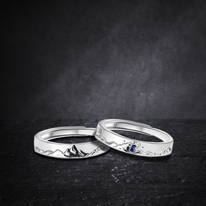 Mountain Sea Couple Promise Ring - Adjustable Size Ring - Hiking - To The Love Of My Life - I Love You To The Mountains & Back - Grlj12002