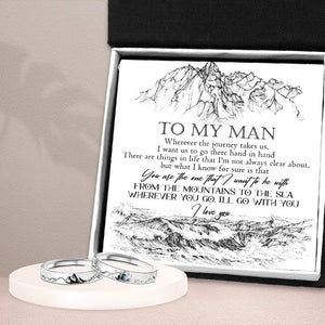 Mountain Sea Couple Promise Ring - Adjustable Size Ring - Travel - To My Man - I Want Us To Go There Hand In Hand - Grlj26005