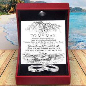 Mountain Sea Couple Promise Ring - Adjustable Size Ring - Travel - To My Man - I Want Us To Go There Hand In Hand - Grlj26005