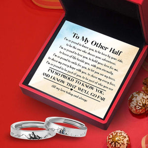 Mountain Sea Couple Promise Ring - Adjustable Size Ring - Travel - To My Other Half - All My Love Today And Always - Grlj24001