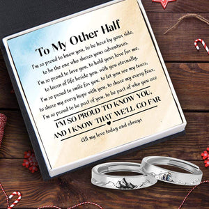 Mountain Sea Couple Promise Ring - Adjustable Size Ring - Travel - To My Other Half - All My Love Today And Always - Grlj24001