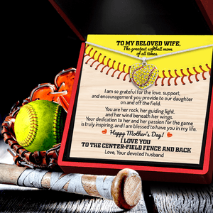 New Softball Heart Necklace - Softball - To My Beloved Wife - Happy Mother's Day! - Gnep15002